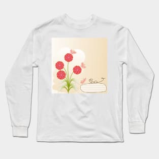 Floral background with vintage  flowers vector design and copy space. Long Sleeve T-Shirt